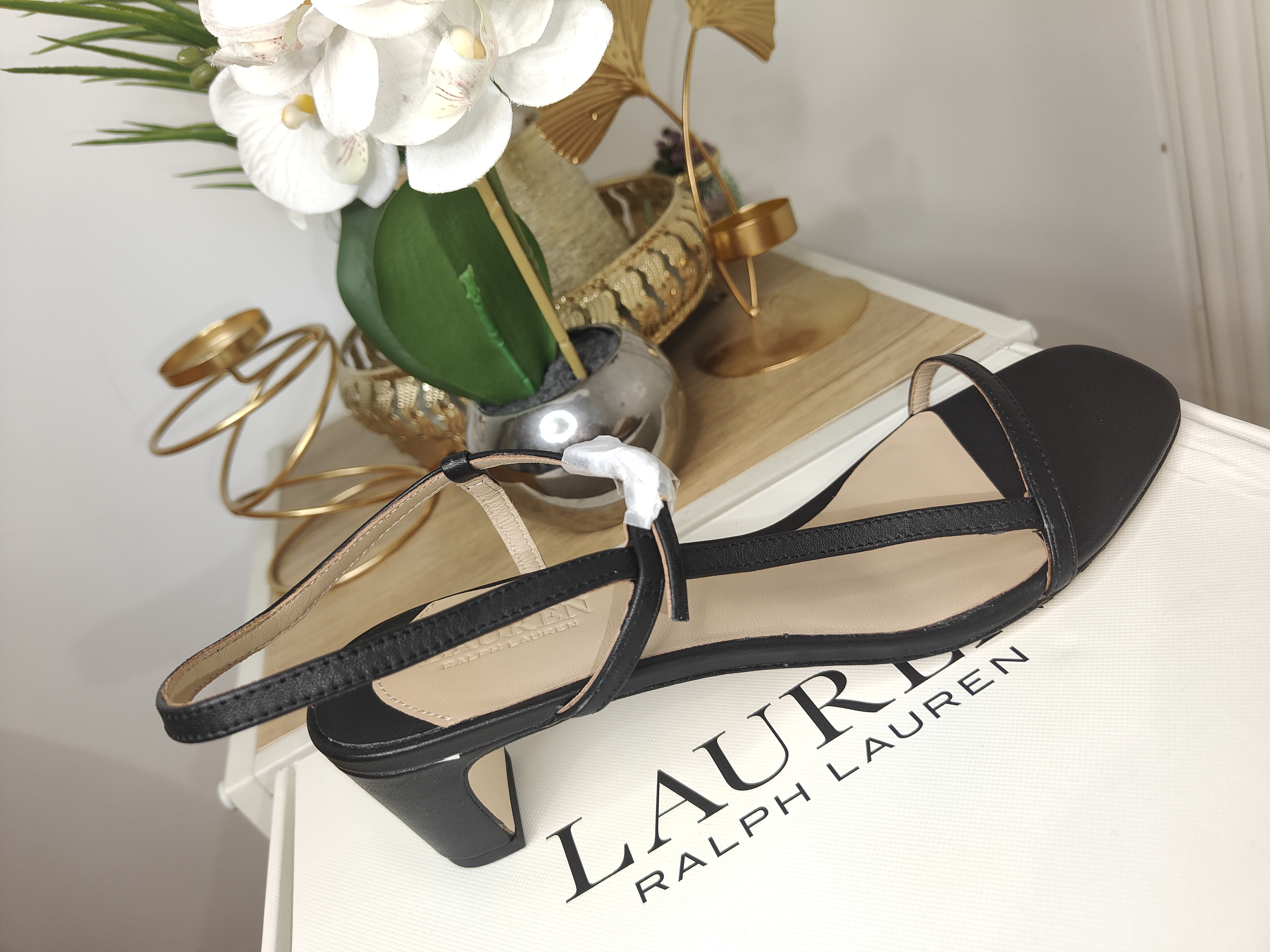 Lainee Mid-Heel Nappa Leather Sandal