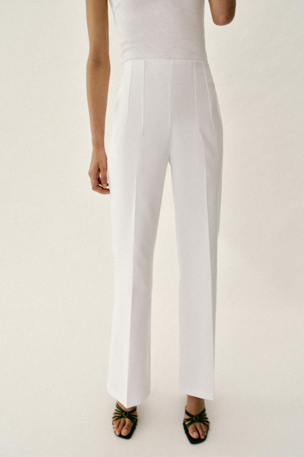 Pantalon taille haute zip dos