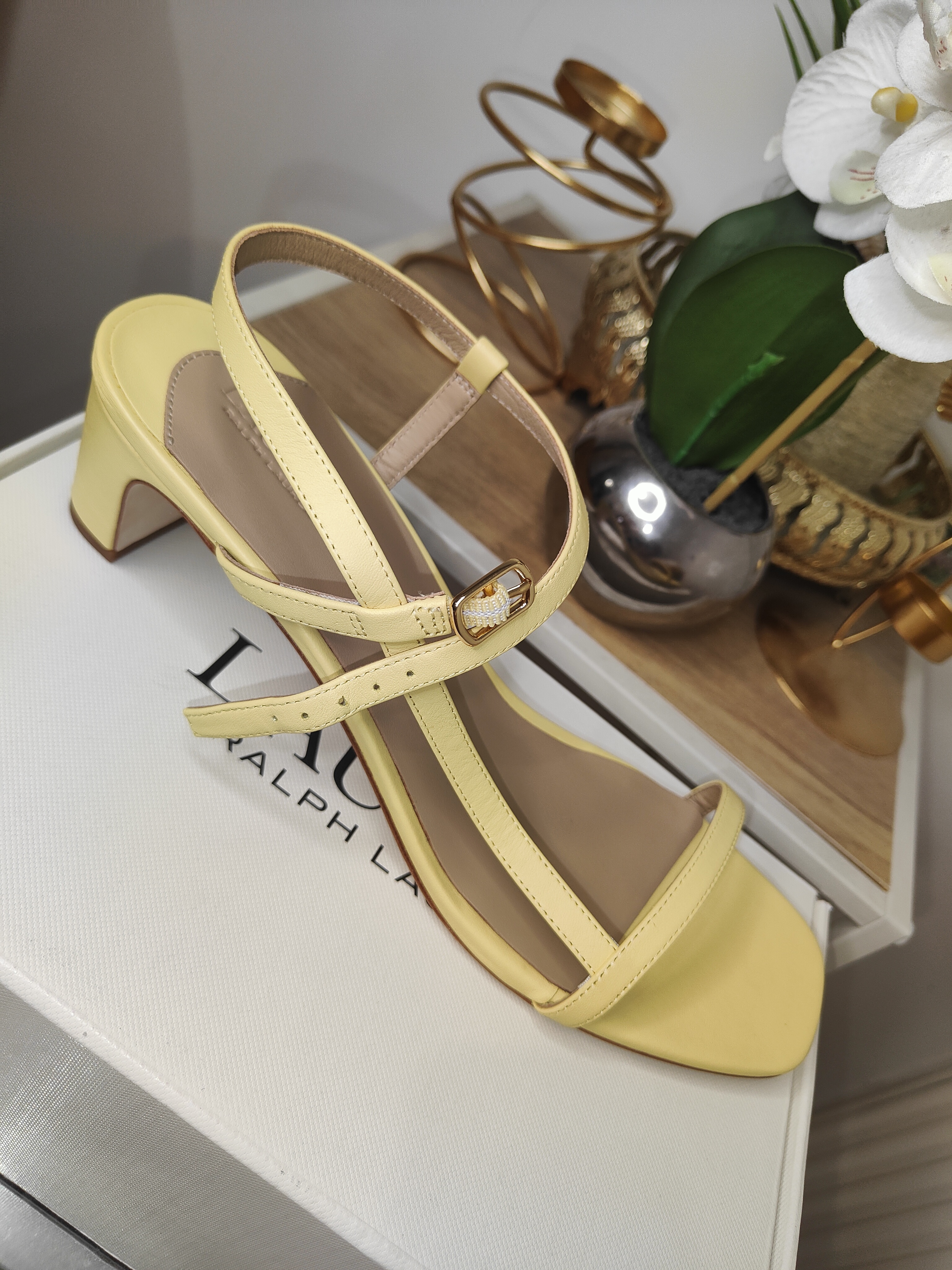 Lainee Mid-Heel Nappa Leather Sandal