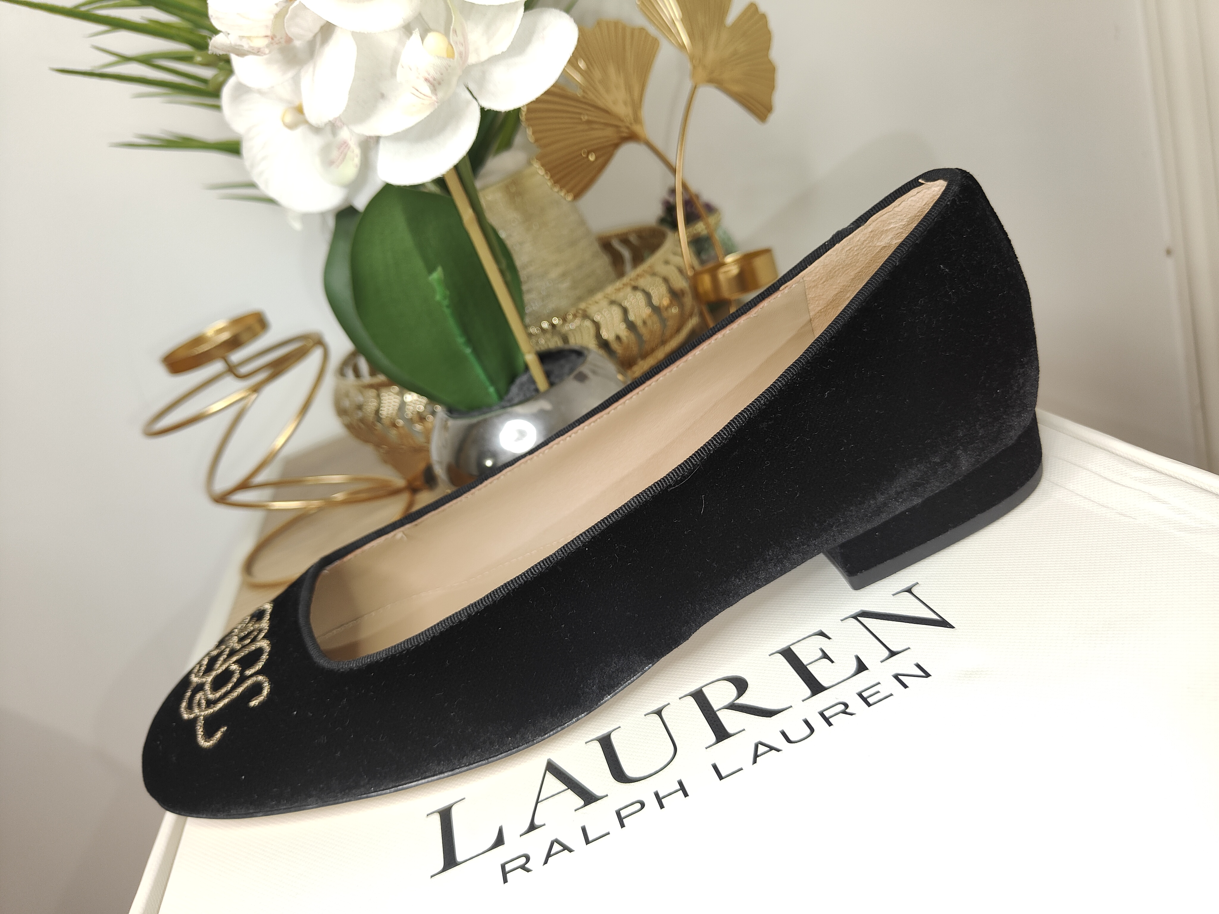EMELLIE LOGO VELVET BALLET FLAT - Ballerines